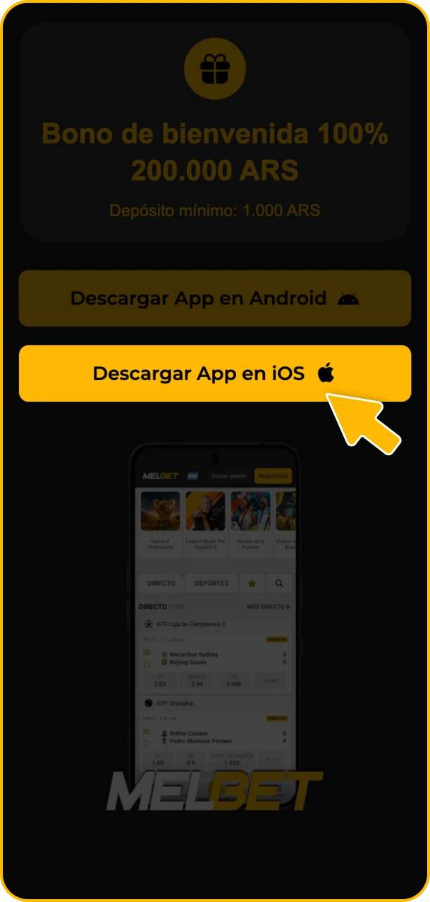 Toca el botón y apuesta en Melbet.