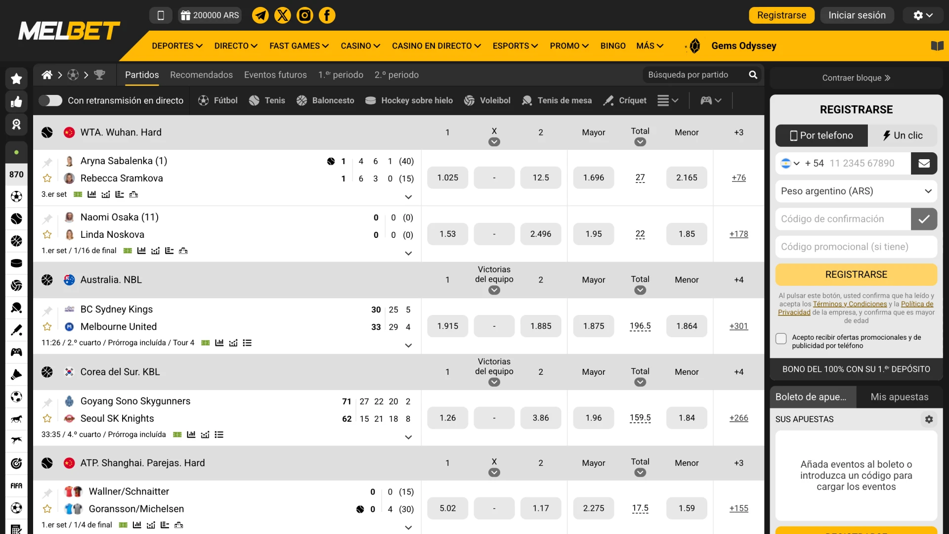 Apuesta en tus deportes favoritos con Melbet.