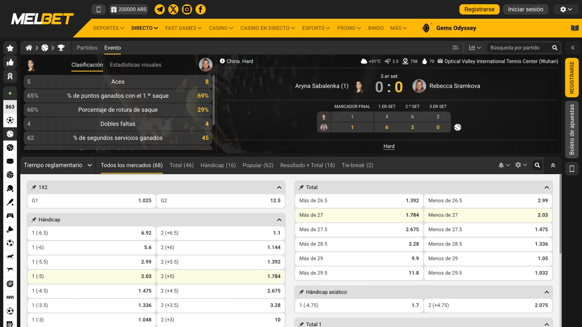 Vive la emoción en directo con Melbet.