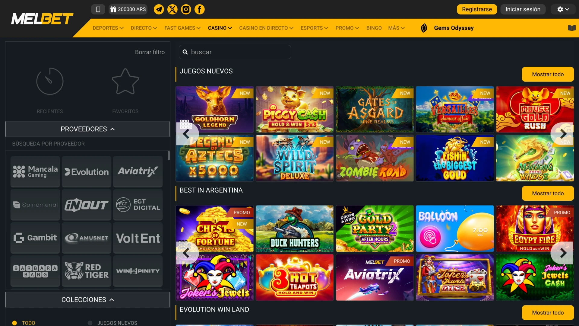 Juega a los mejores slots y gana en Melbet.