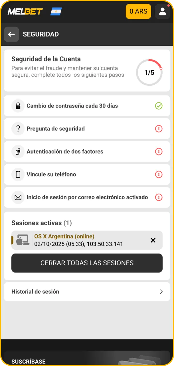 Configura límites y apuesta responsable en Melbet.